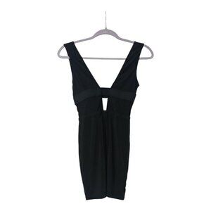 White Fox Mini Dress Womens M Sleeveless Plunge Keyhole Backless Solid Black